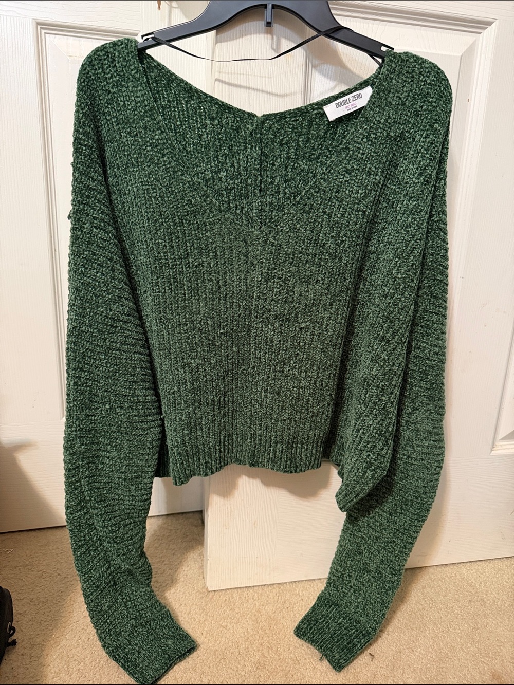 Double Zero Forest Green Scoop Neck Chenille Sweater